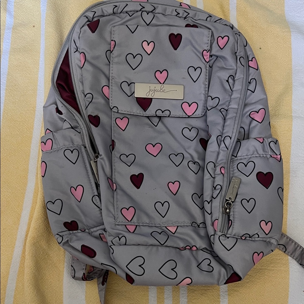 Ju-Ju-Be Gray and Pink Heart Baby Bag
